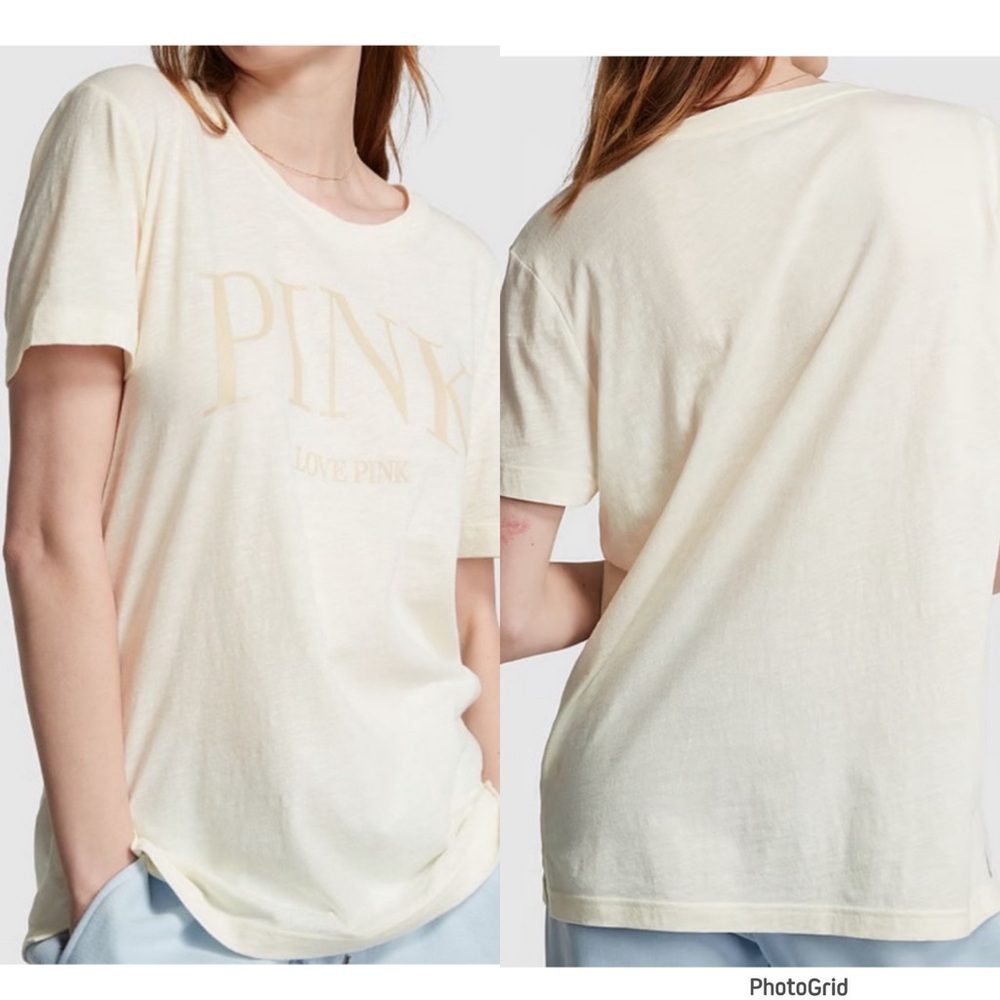 NWT Victoria's Secret PINK Oversized Slub Short-Sleeve Campus T-Shirt, XS